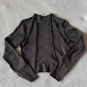 Urban Outfitters Black Textured Long Sleeve Top